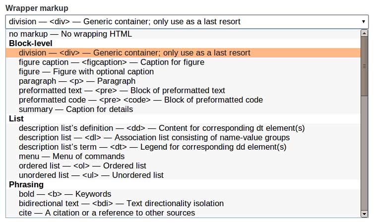 Select wrapper markup